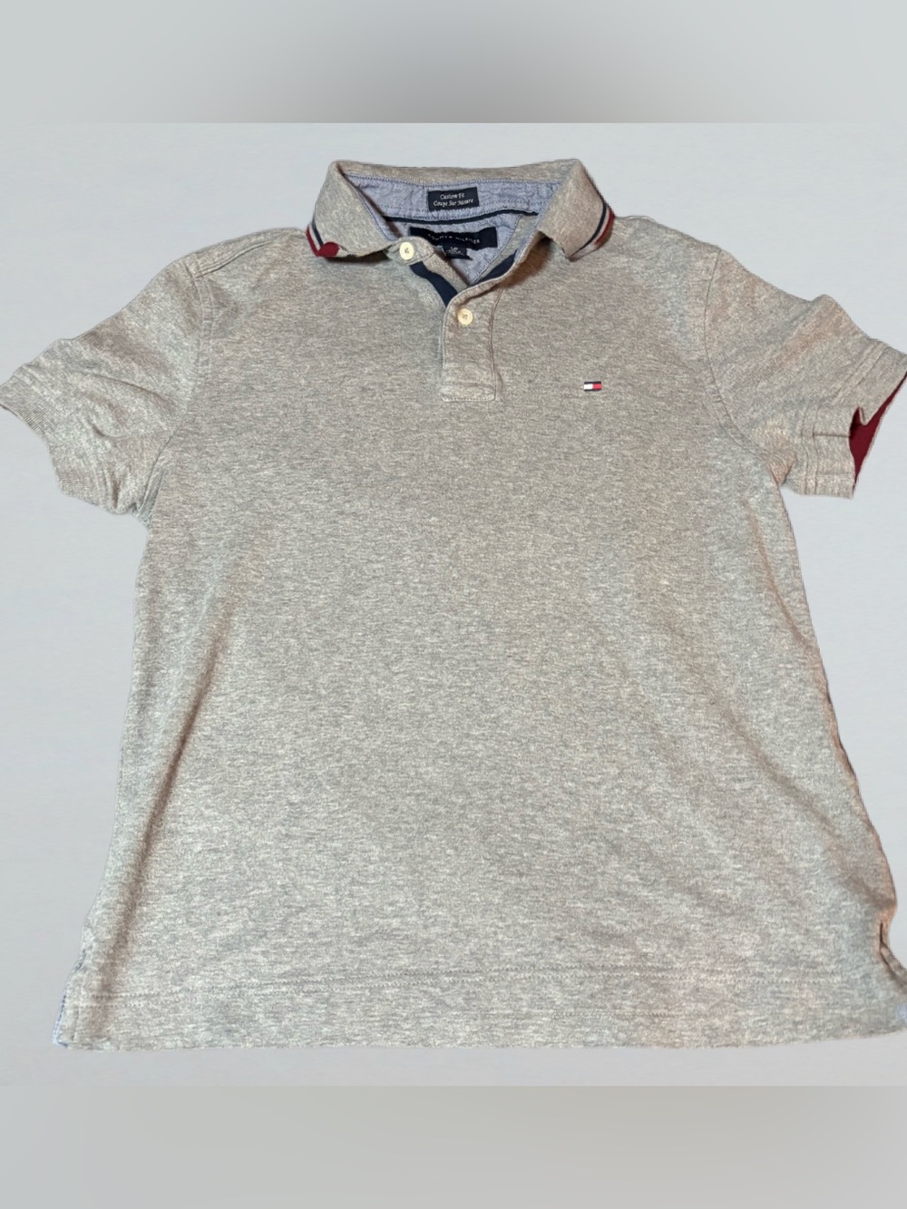 Gray Tommy Hilfiger Custom Fit Cotton Polo Shirt